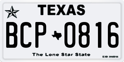 TX license plate BCP0816