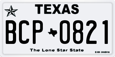 TX license plate BCP0821