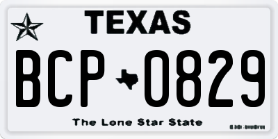 TX license plate BCP0829