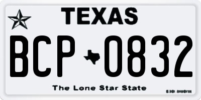 TX license plate BCP0832
