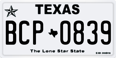 TX license plate BCP0839
