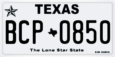TX license plate BCP0850