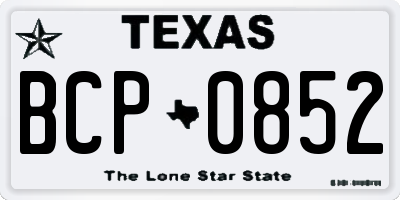 TX license plate BCP0852