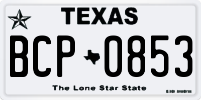 TX license plate BCP0853