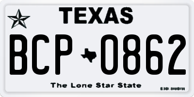 TX license plate BCP0862