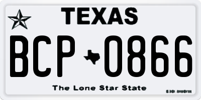 TX license plate BCP0866