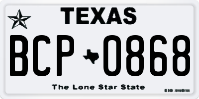 TX license plate BCP0868