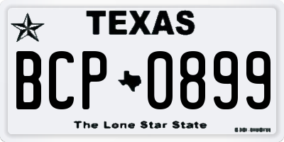 TX license plate BCP0899