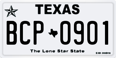 TX license plate BCP0901