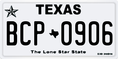 TX license plate BCP0906