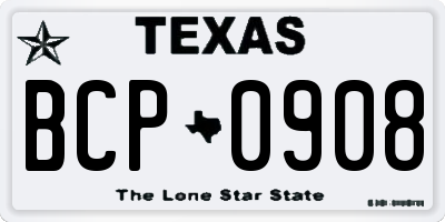 TX license plate BCP0908