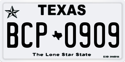 TX license plate BCP0909