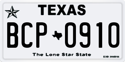 TX license plate BCP0910