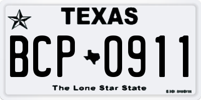 TX license plate BCP0911