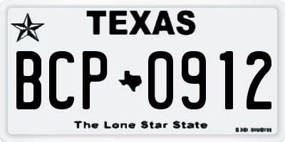 TX license plate BCP0912
