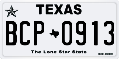 TX license plate BCP0913