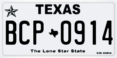 TX license plate BCP0914