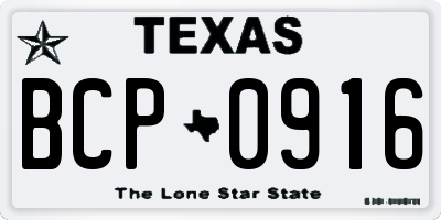 TX license plate BCP0916