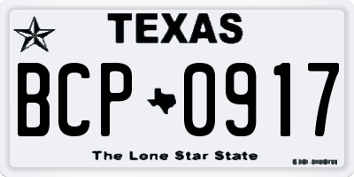 TX license plate BCP0917