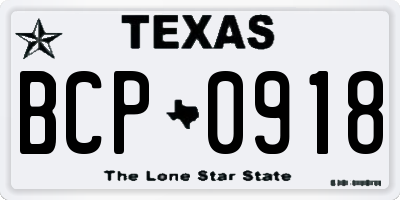 TX license plate BCP0918