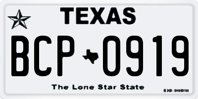 TX license plate BCP0919