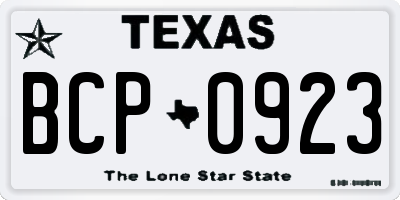 TX license plate BCP0923