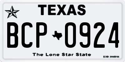 TX license plate BCP0924