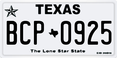 TX license plate BCP0925