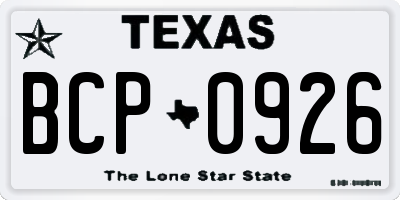TX license plate BCP0926