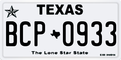 TX license plate BCP0933