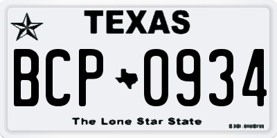TX license plate BCP0934