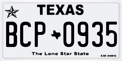 TX license plate BCP0935