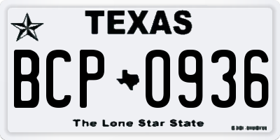 TX license plate BCP0936