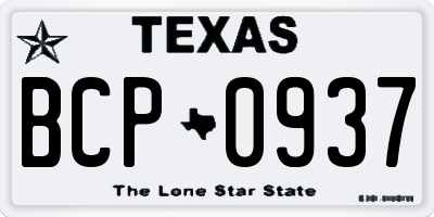 TX license plate BCP0937