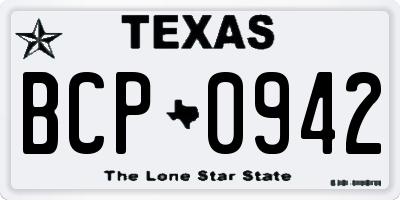 TX license plate BCP0942
