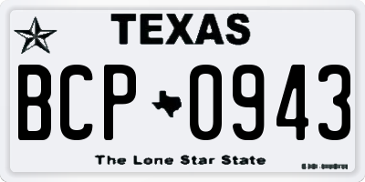 TX license plate BCP0943