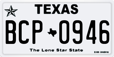 TX license plate BCP0946