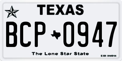 TX license plate BCP0947