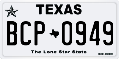 TX license plate BCP0949