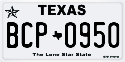 TX license plate BCP0950