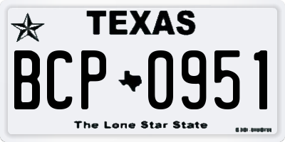 TX license plate BCP0951