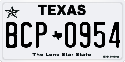 TX license plate BCP0954