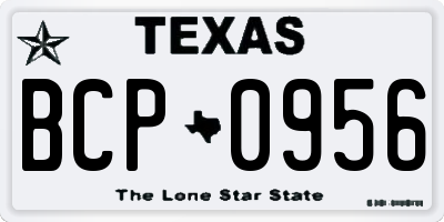 TX license plate BCP0956