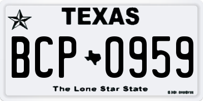 TX license plate BCP0959