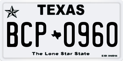 TX license plate BCP0960