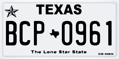 TX license plate BCP0961