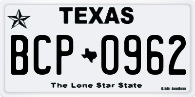 TX license plate BCP0962