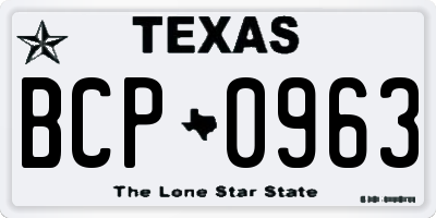 TX license plate BCP0963
