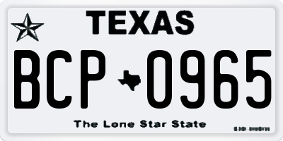 TX license plate BCP0965