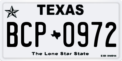 TX license plate BCP0972